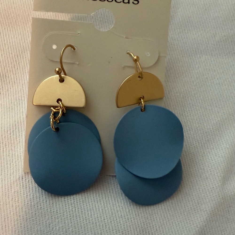 Francesca's Collections Gold and Blue Disc Earrings